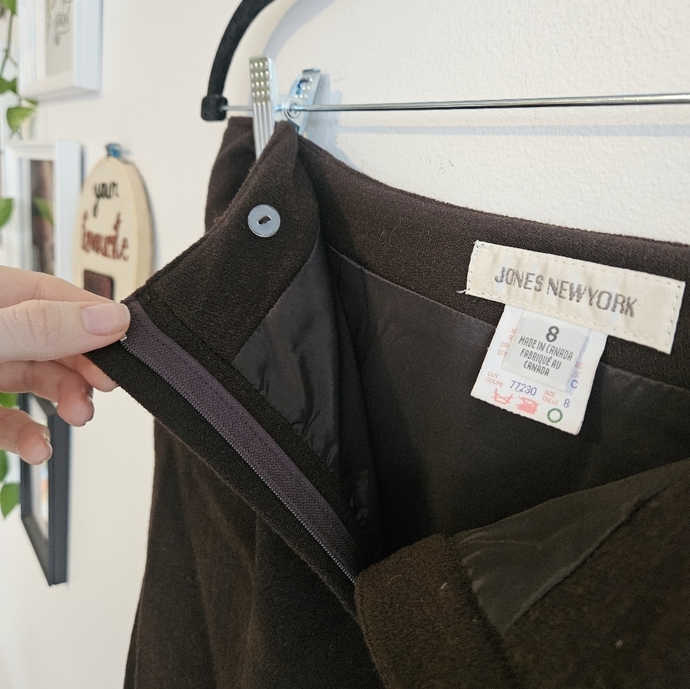 Vintage Chocolate Brown Wool Pencil Skirt by Jones New York - Picture 2 of 9